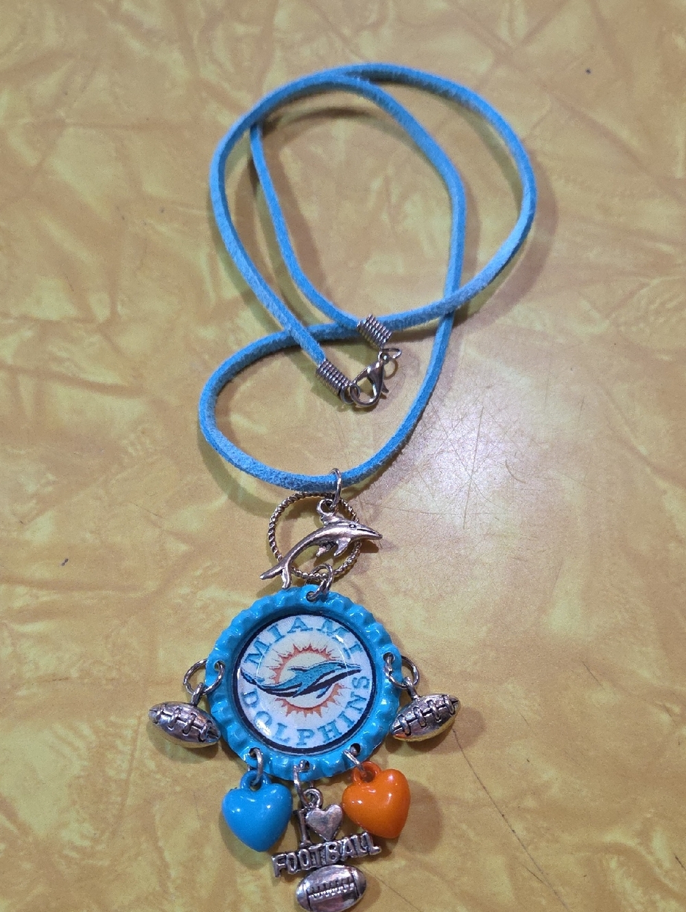 #G Miami Dolphins Blue Charm Necklace with Team Logo Pendant